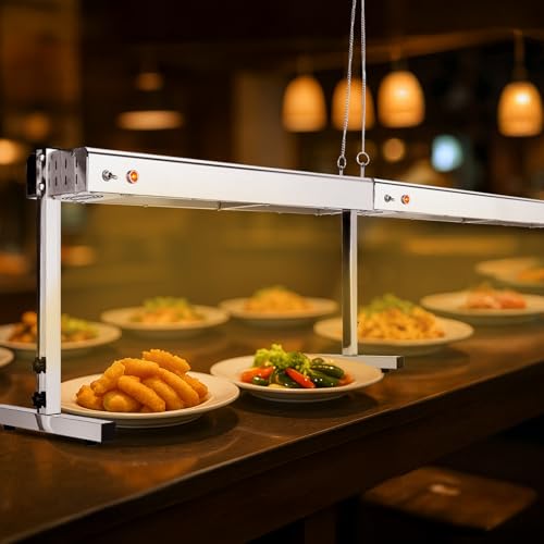 Winado 24 inch Food Heating Lamp, 750W Commercial Food Heat Lamp, Hanging & Freestanding Stainless Steel Infrared Strip Heater, Food Warming Lamp Restaurant Equipment for Restaurant Kitchen Cafeteria - size: 24 inch