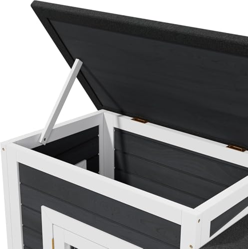 Outdoor Rabbit Hutch, Bunny Cage, Chicken Run Coop Wooden Quail Cage Duck Coop with Ventilating Wire Poultry House for Small Animals (Gray+Black) - color: Gray+Black
