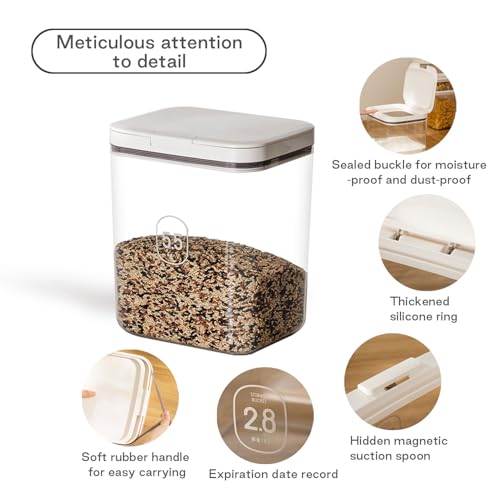 Airtight Dog Food Storage Container 5-10 lbs, Large Pet/Cat Treat Bin with Lids, Pantry Containers for Rice & Flour, withe - color: (D981)-4.5L