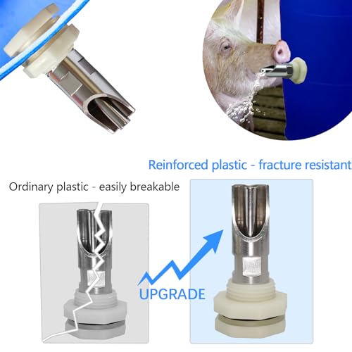 Pig Waterer Nipple 3 PCS Automatic Pig Nipple Drinkers with 3 Pcs Plastics Water Tank Connector 1Pcs Hole Opener Pig Waterer Feeder Systems Kit for Hog Pig Goats Swine Piglets Drinking