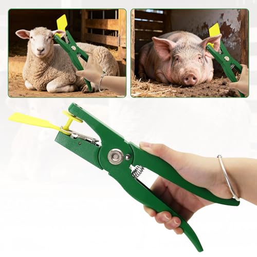 Universal Livestock Ear Tag Applicator Green Livestock Ear Tag Pliers,Durable Metal Animal Tagging Tool for Cattle Cow Pig Sheep Goat Livestock