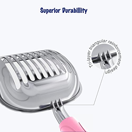 WePet Cat Litter Scoop, Aluminum Alloy Sifter, Kitty Metal Scooper, Deep Shovel, Long Handle, Poop Sifting, Kitten Pooper Lifter, Durable, Heavy Duty, for Litter Box - color: POLISHED Aluminum \ #10 Pink Handle, size: Small