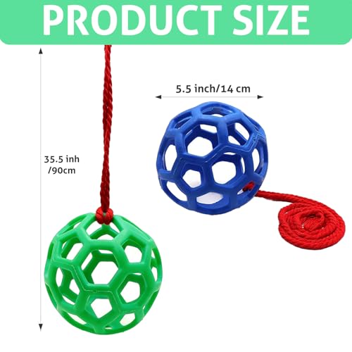 2-Pack Pig Treat Ball Toy – Chew Feed Ball with Hanging Rope | Suitable for farms, pigsties, and courtyards. Indoor and outdoor use. Enrichment toy for mini pigs to chew and play