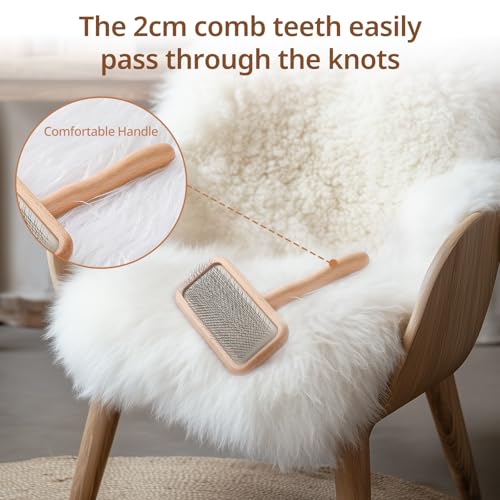 Sheepskin Wool Brush - Carpet Rake Tool for Pet Hair Removal and Household Fabric Care(Black) - color: Black
