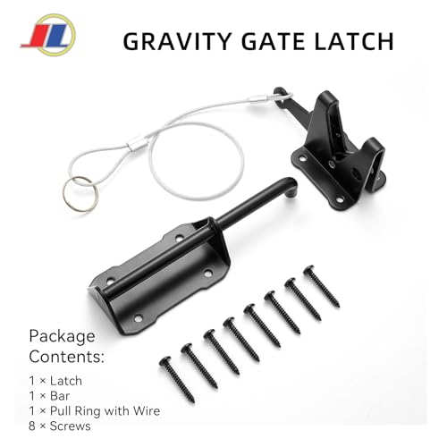 Gravity Gate Latch, Self-Locking Heavy Duty Black Gate Latches for Wooden Fences, Outdoor Vinyl Gate Lock, No-Sag Gate Hardware for Driveway, Garden, Yard & Farm - size: Gravity