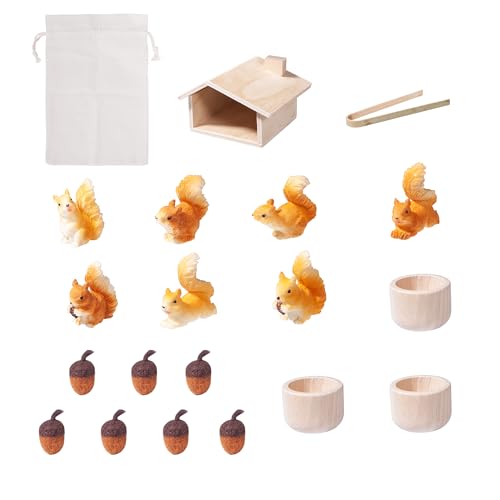 Sorting Stacking Wooden Toys for Toddlers, Squirrel Montessori Toys Toddler Sensory Bin Tool Toy, Wood Squirrel Toy House Fine Motor Skill Early Learning Educational Gift for Kids - style: Squirrel Toys