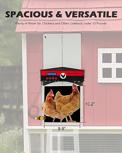 CO-Z Automatic Chicken Door, Automatic Chicken Coop Door with Timer Control and Light Sensor, Battery Powered Electric Chicken Coop Door Opener with Infrared Sensor for Duck Rabbit Goose Quail More