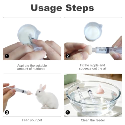 Pet Feeding Kit, Kitten Bottle Feeding Kit, Newborn Kitten Supplies, Fit for Feeding Newborn Puppies, Kitten, Squirrel, Rabbit, Hamster, 2 Pet Nipple