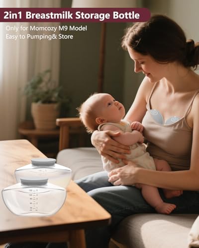 2pcs Breastmilk Container Compatible with Upgraded Mobile Flow | Upgraded M9, M9 Breast Milk Storage Bottle with Silicone Lip, BPA Free, Leak-Proof, Not Original Parts, 2packs Gray Collector - size: Gray 2pcs Bottle