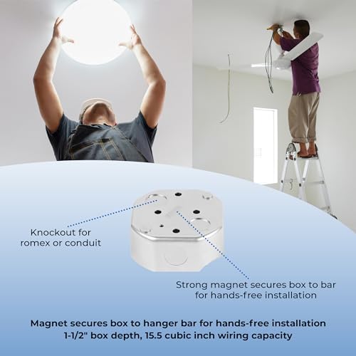 OHLECTRIC Saf-T-Brace For Ceiling Fans - Features 3 Teeth, Twist and Lock Design, 1.5" Heavy Duty Metal Electrical Box - Secure Installation For New, Remodel, Retrofit Application, Silver - size: Saf-T-Brace