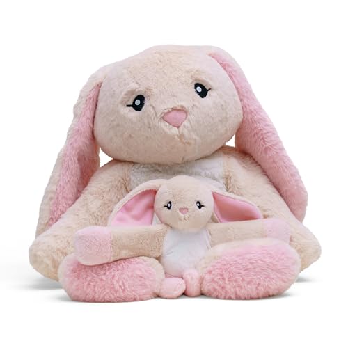 HUGIMALS Iggy the Bunny 20 Inch 4.5 lb Heavy Cute Sensory Weighted Comfort Plush | Large Unscented Washable Self Care Calming Stuffed Animal for Kids, Teens and Adults - color: Iggy the Bunny