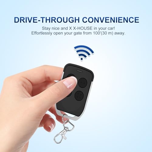 X X-HOUSE Gate Opener Remote Control Transmitter for X X-HOUSE & JUJIANG Automatic Swing Sliding Gate Openers with 100Ft Range, Replacement for JUJIANG Gate Opener Keychain Remote Security Kit - size: Gate Opener Remote Control