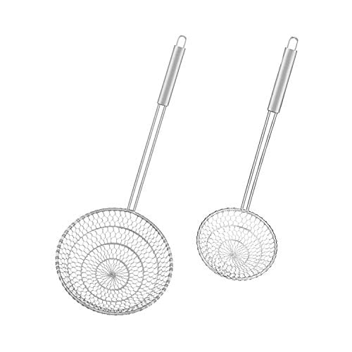 Best Utensils Asian Kitchen Stainless Steel Spider Strainer Professional Wire Skimmer with Spiral Mesh (7-Inch Strainer Basket) - size: 7-Inch