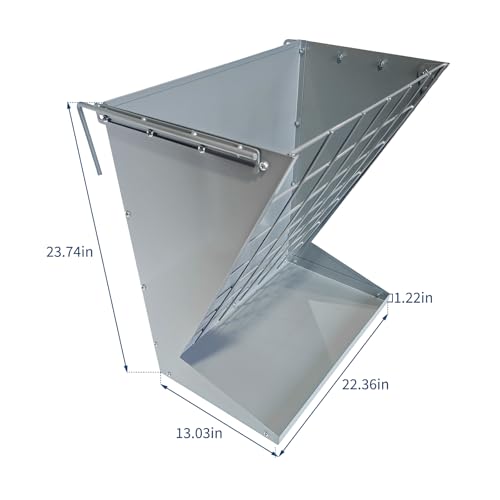 Wall Mount Hay Feeder, Heavy-Duty Galvanized Metal 2 in 1 Hay and Grain Feeder, Livestock Feeder with Adjustable Distance, Hay Feeder for Goats, Sheep, Horse,Indoor Outdoor Silver