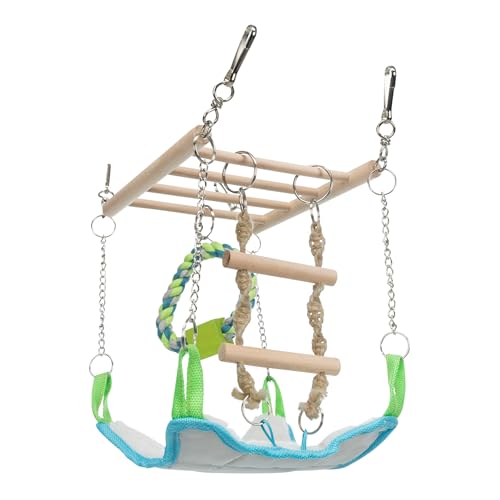 Trixie Small Animal Suspension Bridge, Hanging Cage Accessory with Hammock and Climbing Toys - Ladder and Ring, Ideal for Rats, Ferrets, Guinea Pigs, Mice - color: Blue
