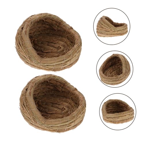 2pcs Chicken Nesting Boxes Straw Woven Bed Coop Pad for Hens Natural Pet House Laying Nest for Chicks