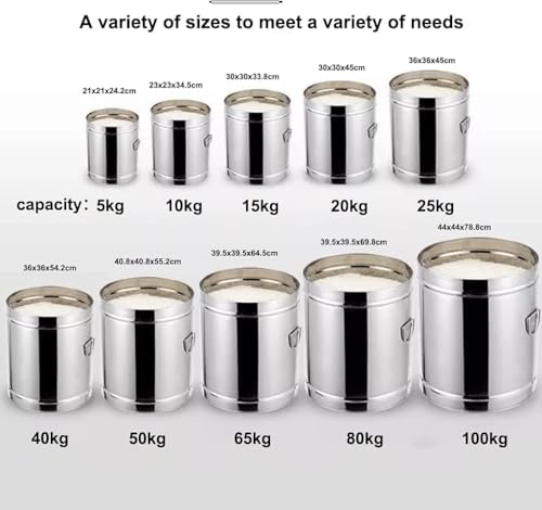 Stainless Steel Rice Restaut Large-Capacity Stainless Steel Flour Sealed Grain Storage Tank Grain Storage Container, Silver, 10kg - size: 10kg