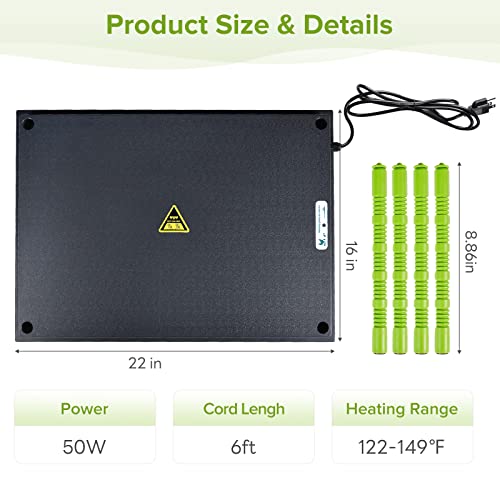 Tetuga Chick Brooder Heating Plate -16 x 22 Inch Chicken Brooder Heater Plate for Chicks with Adjustable Height & Angle - 50W Safer Than Brooder Lamp Warms Up to 50 Chicks - size: 16x22 Inch