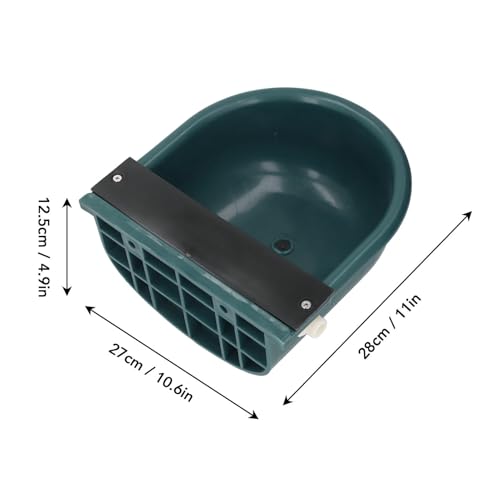 RiToEasysports Livestock Water Bowl with Drainage Hole, ABS Material, Large Capacity Waterer for Cattle Sheep Horse, Easy Installation for Farm or Yard Use (Dark Green)