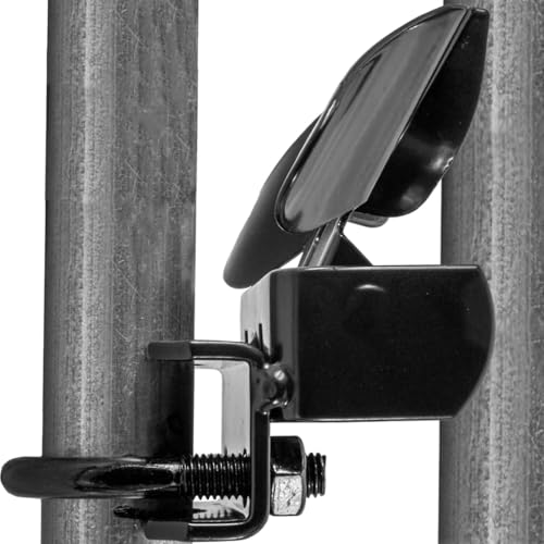 Jake Sales -Black Powder Coated Chain Link Fence Butterfly Gate Latch - 1-3/8" Gate Frame and 2-3/8" Gate Post - Fence Gate Latch with Hole for Padlock - size: 1-3/8" X 2-3/8"