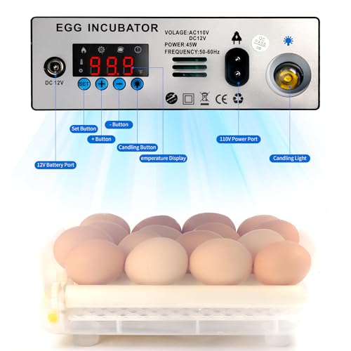 Egg Incubator for Hatching Eggs 16 Egg Chicken Egg Incubator with Automatic Egg Turning Precise SJZ SUN RUN Temperature Display for Chicken Coop Duck Goose & Quail Eggs