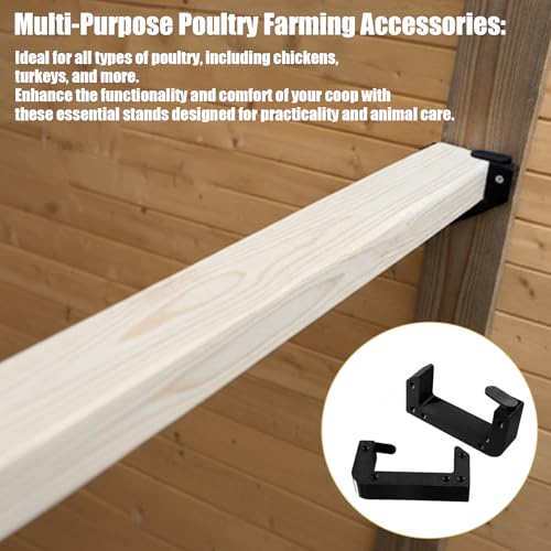 Heavy Duty Poultry Roost Bar Mount Brackets (2Pack) Includes Screws for Chicken Coops & Turkey Houses Easy Install/Remove Perch Holder for 2x4 Flat Lumber Durable Black Design (2x4'') - size: 2x4''