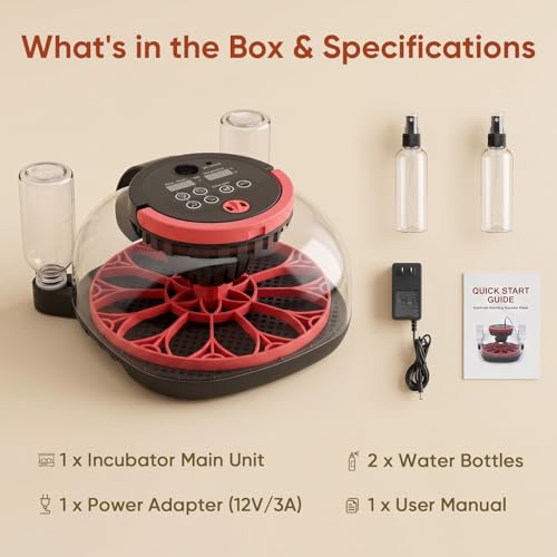 MYPIN Automatic 12-Egg Incubator with Camera & App Control, Smart Temperature Humidity Monitor, Auto Turner for Chicken Duck Quail Pigeon Hatching, Record Life's Birth Moments
