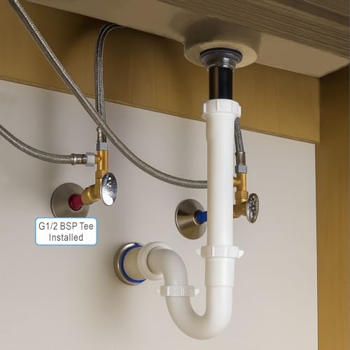 1/2" Brass Tee, Brass 3-Way Shower Diverter Valve, 1/2" Male x 1/2" Male x 1/2" Female Tee, 1/2" Tee for Shower Arm, Angle Valve, Bidet, and Sprayer Hose Applications - size: 1/2BT