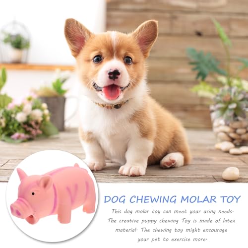 Latex Pig Dog Chew for Teeth Cleaning and Stress Relief Interactive Squeaky Puppy for Indoor Play and Cage Use Pink Cartoon Molar for Aggressive Chewers