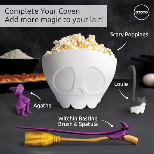 OTOTO Jar Spatula and Pastry Brush - Silicone Heat Resistant and Basting Brush, Cooking and Baking Spatula, Spooky Witchy Gifts, Gothic Kitchen Halloween Gifts, Unique Kitchen Gadgets (Witchin) - color: Witchin