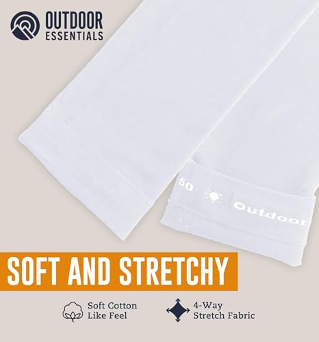 OutdoorEssentials UV Sun Sleeves for Men & Women, Cooling Arm Sleeves UPF 50+ | Golf, Tattoo Cover Up, Sun Protection - color: (2 Pairs): 2 White