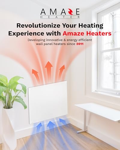 Large Room Indoor Heater - 600W Amaze Maxi Convection Panel Heater w/Wall Mount Kit, Up to 300 sq ft Room - 36”x24” Paintable, Energy Efficient, & Silent for Bathroom, RV or Garage- Amaze Heaters - size: 600W Maxi
