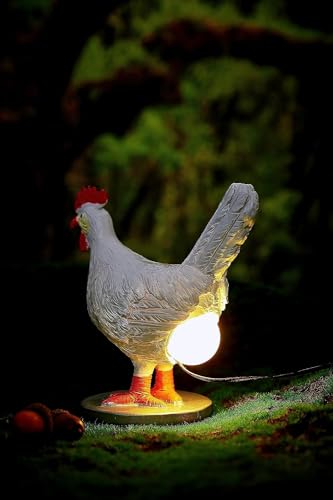 Chicken Lamp, 3D Resin Hen Laying Egg with Color Gift Box, Lifelike LED Egg, Funny Easter Christmas Birthday Gift - color: White