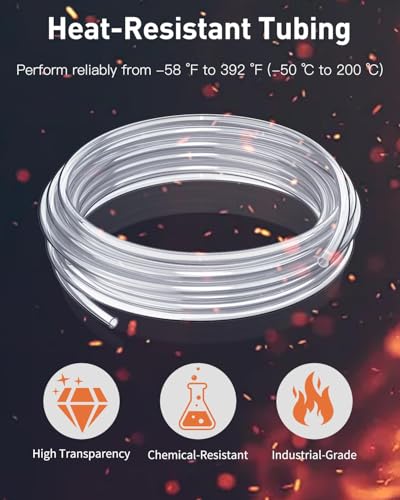 Pawfly 10 ft Food Grade Silicone Tubing, 3/8" ID x 1/2" OD, Flexible Transparent Plastic Tube, High Temp Pure Silicone Hose for Home Brewing Winemaking, Silicone Pipe, Air Hose, Aquarium Tubing - size: 10 FT, style: 3/8" ID x 1/2" OD