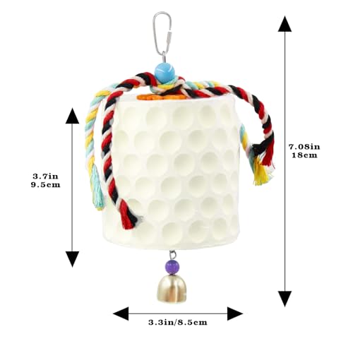 Oooct Large Chicken Chewing Toy, Chick Beak Grinding Calcium Stone with Bells, Chicken Coop Accessories, Cage Toys for Cockatiel Parakeet Parrot Budgies Rat Hamster Rabbit Bunny Green - color: White