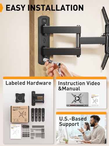 Perlegear Full Motion TV Wall Mount for Most 26–50 Inch TVs, Max VESA 300 x 300mm, TV Monitor Wall Mount Bracket with Rotation, Swivel, Tilt, Extension and Leveling Adjustment, Holds up to 55 lbs - size: for 26-50 inch TVs