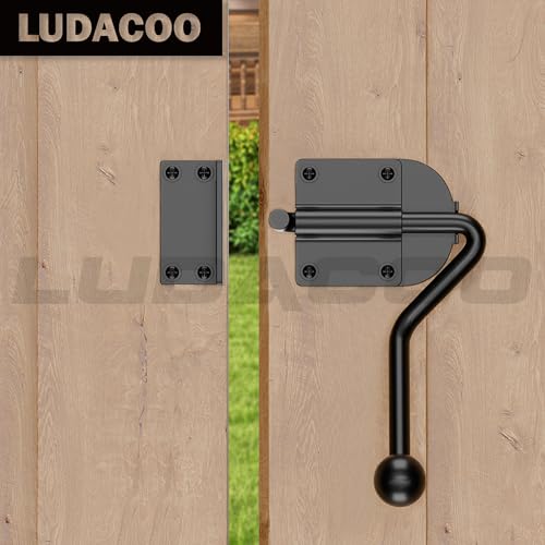 Rocker Slide Bolt Gate Latch, Heavy Duty Door Lock Hook Style, Slide Bolt Latch for Outdoor Wooden, Barn Gate–Ergonomic Round Handle Grip, Rust-Resistant Metal Gate Hardware, 1 Pack