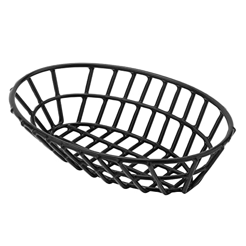 G.E.T. 4-34412 Black Oval Metal Wire Basket Iron Polyethylene Coated Wire Baskets Collection - color: Black, size: 9.75" x 6.25" x 2.25", style: Modern