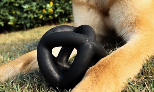 Tuff Pupper SuperChewer Extremely Tough Cage Ball for Dogs | 2X Tennis Ball Size | Natural Rubber | Tough Toy for Aggressive Chewers | Heavy Duty for Medium Large Breed | Strong but NOT Indestructible
