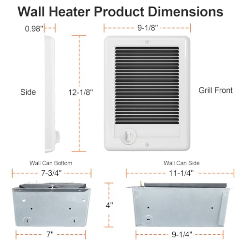 CSC151TW Electric Wall Heater Complete Unit With Thermostat, 5120 BTU, 120 Volt, 1500 Watt (Model: CSC151TW, Part: 67509) - size: 151