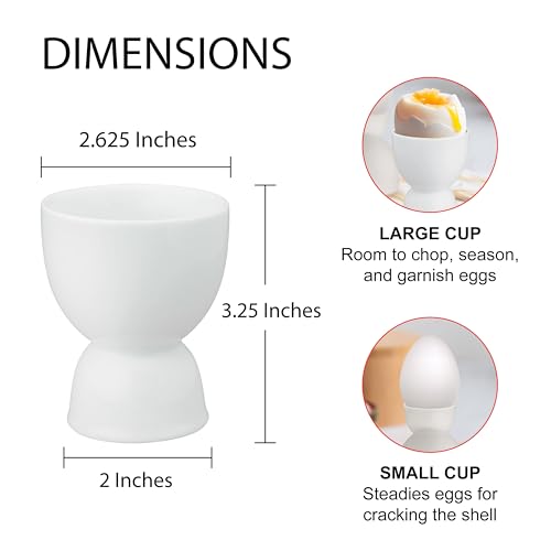HIC Kitchen Double Egg Cup, Fine White Porcelain, Set of 6 - style: Double Egg Cups, Porcelain, Set/6