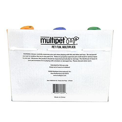 Multipet Polka-Dot Pigs Latex Dog Toys (3 Pack)