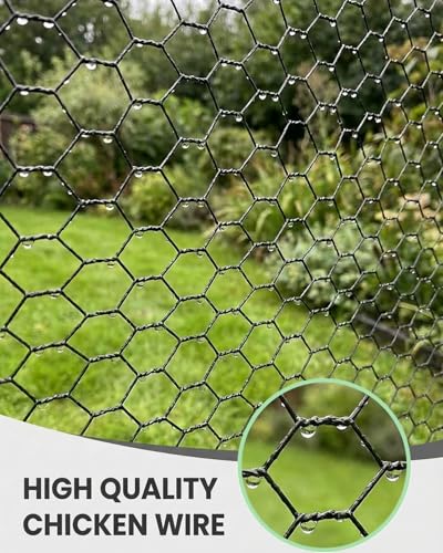 Vensovo Black PVC Coated Chicken Wire, 48in x 100ft Poultry Netting Roll, 1 inch Hex Mesh Garden Fence for Chicken Coop, Rabbit Pen, Yard - size: 48 inchx100 Ft