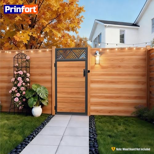 3x6FT (34.8" W X 70.8" H) 201 Stainless Steel Anti Sag Wooden Fence Gate Kit Heavy Duty Garden Gate Frame Hardware Kit Reinforcement (Left/Right Free-Installation) - size: W3xH6 FT-Geometric