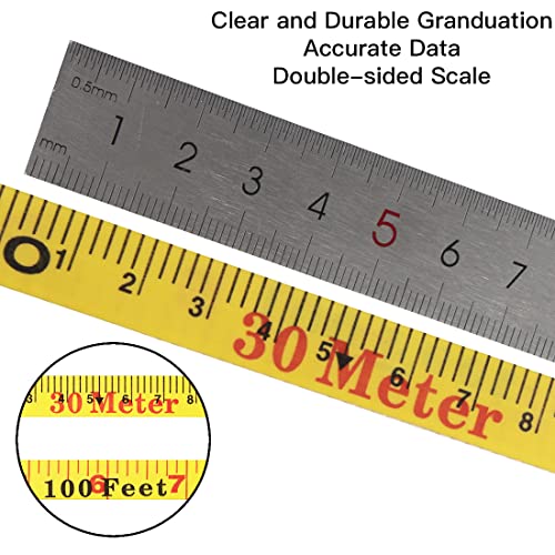 Open Reel Fiberglass Tape Measure, 330 Foot Tape Measure by 1/2-Inch, Inch/Metric Scale for Engineer,Outdoor, Athletic Field, Impact Resistant ABS Shell (330FT/100M - size: 100 m