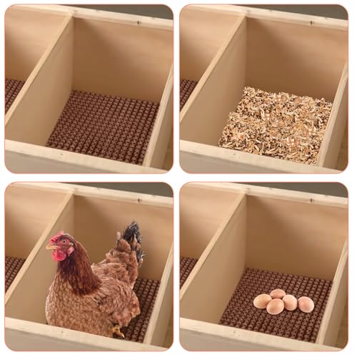 6pcs Chicken Nesting Pads for Coop Bedding, Washable Brown Color Nesting Box Liners for Chicken Laying Boxes, Large Reusable Chicken Coop Accessories