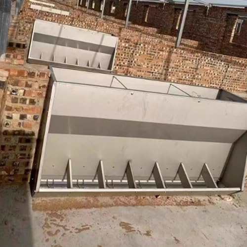 23in 27in 35in 46in Pig Feeder, 6-Door Heavy Duty Stainless Steel Hog Feeder, Outdoor Livestock Feeder Farm Accessory Self Feeder with Visable Feed Design Feeding Up to 20 Hogs,Silver,70cm - size: 70cm