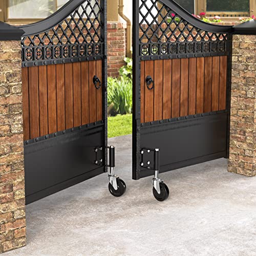Ronlap Gate Wheels for Wooden Gate, Gate Caster Wheel Spring Loaded for Metal Tube Swing Gate Fence Gate Wheel for Gates Heavy Duty Outdoor Farm Gate Rollers, 220 Lbs, Upgraded 4 Inches, 2 Pack, Black - style: Upgraded 4 Inches Without Brake