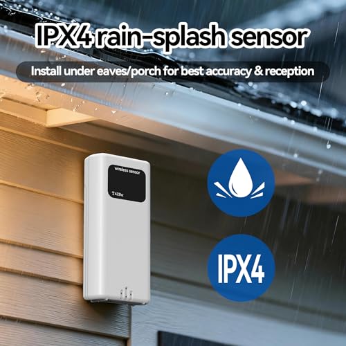 Indoor Outdoor Thermometer Hygrometer, Wireless Digital Temperature & Humidity Monitor with Outdoor Sensor, 328ft Range, Backlight LCD Display for Home, Room, Patio, Battery Included