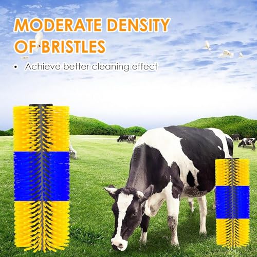 4 Sets Scratch Brushes For Livestock - 20 X 8 Inch Anti-Itch Tool,Multifunctional Cow Scratching Grooming Brush,Screws And Nuts For Sheep, Cattle, Horses, Pigs,Effectively Protecting The Fence - color: blue yellow